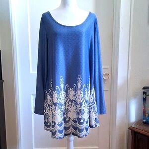 Blue and White Women's Top